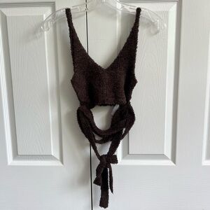 Urban Outfitters Brown Fuzzy Tank Top (matching set)